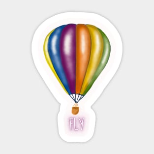 Rainbow hot air balloon. FLY Sticker